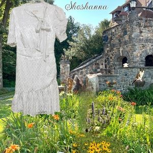 NWT $420 Anthro | Shoshanna |Pussycat Bow | Lined Ruffle Dress 20th Anniversary